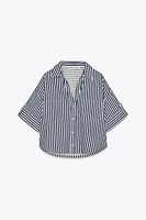 LINEN BLEND CROPPED SHIRT