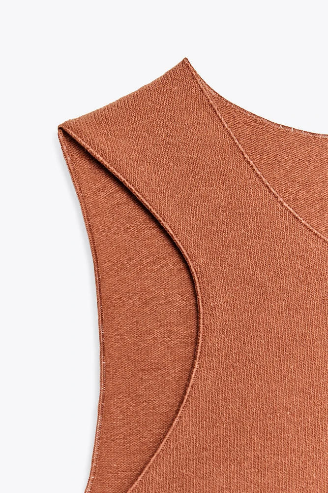 SLEEVELESS LINEN T-SHIRT