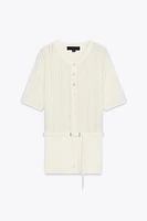 POINTELLE KNIT CARDIGAN WITH BELT