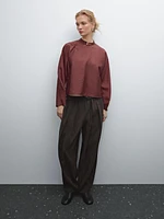 Voluminous silk blend trousers
