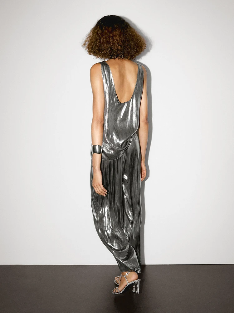 Flowing metallic strappy top