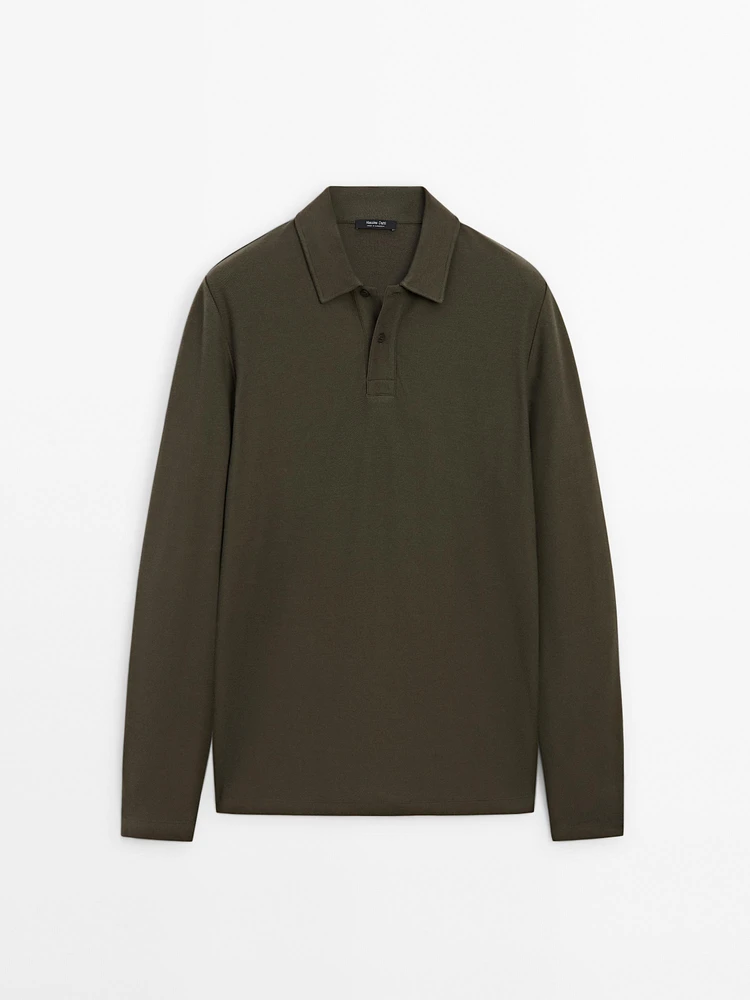 Pull polo en maille de coton mélangé