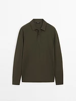 Pull polo en maille de coton mélangé