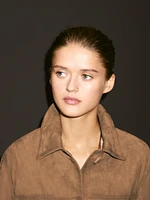 Suede leather jacket with lined buttons