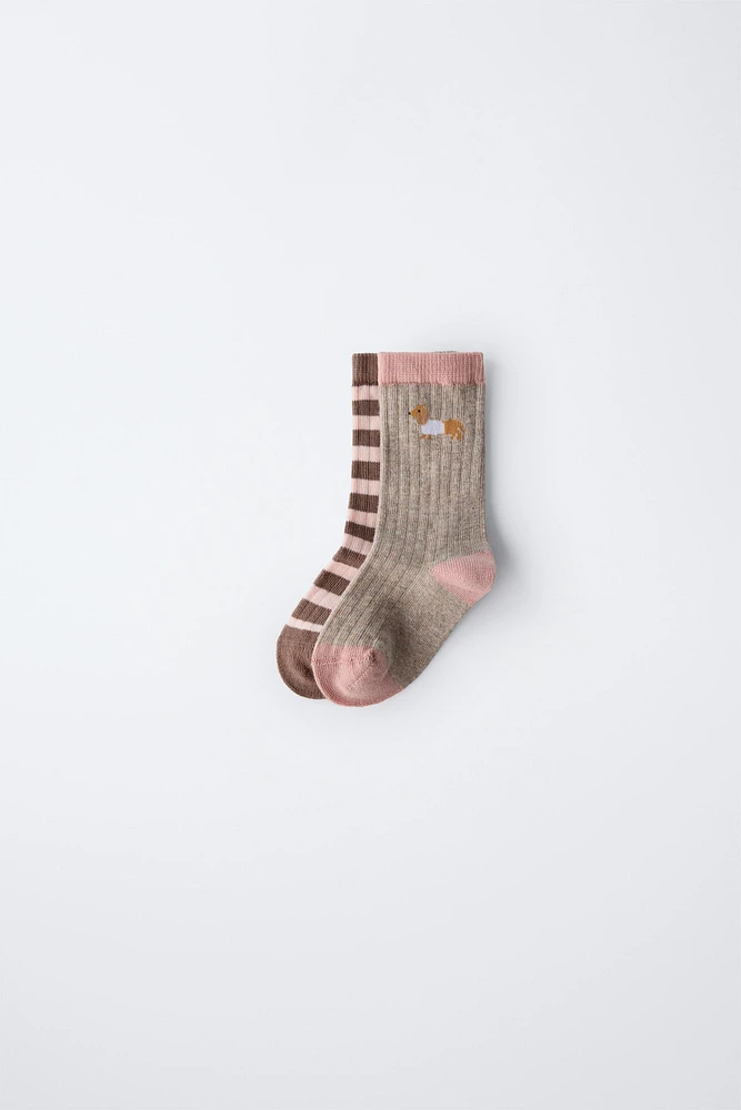 TWO-PACK OF DOG PRINT SOCKS