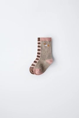 LOT DE DEUX PAIRES CHAUSSETTES CHIEN