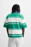 STRIPED TEXT POLO SHIRT