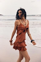 JUPE-CULOTTE À VOLANTS ET DENTELLE