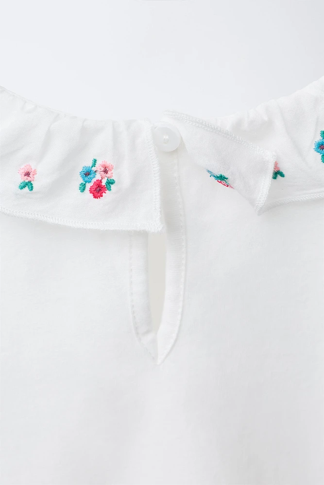 FLORAL EMBROIDERED COLLAR BODYSUIT