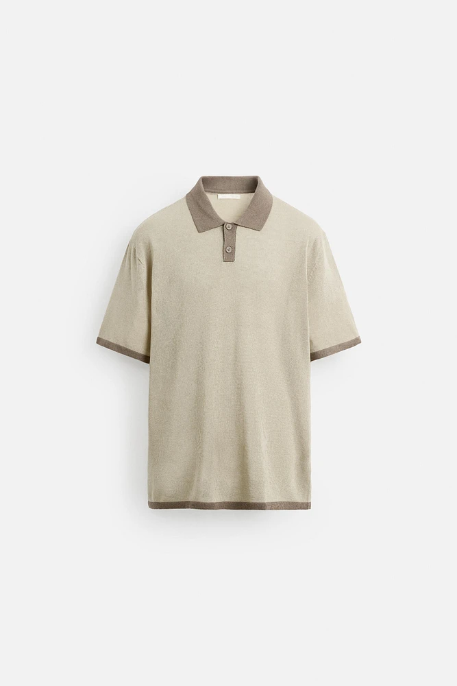 CONTRAST KNIT POLO