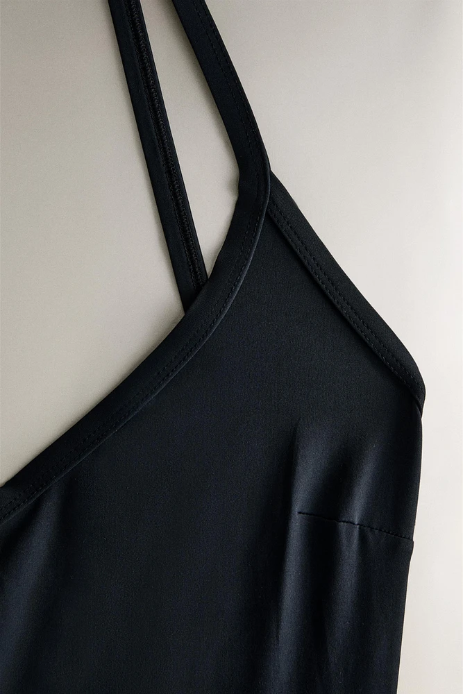 PLAIN BEACH SWIMSUIT WITH STRAPS AT THE BACK