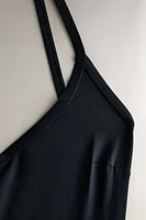PLAIN BEACH SWIMSUIT WITH STRAPS AT THE BACK
