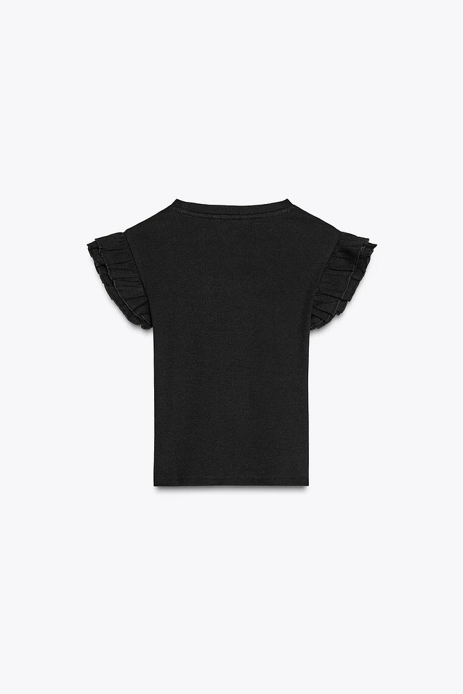 RUFFLED RIBBED SHIRT