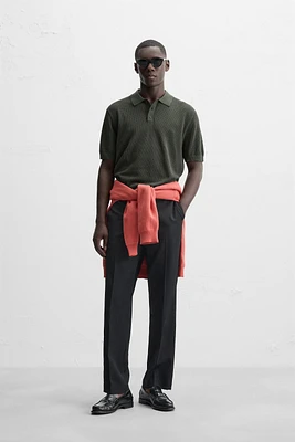 OPENWORK STRUCTURED KNIT POLO