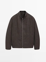 Faded total look linen bomber jacket