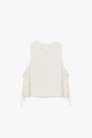 EMBROIDERED TIE TOP