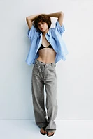 TRF HIGH-WAIST WIDE LEG CROSSOVER JEANS