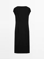 Fitted short sleeve midi dress