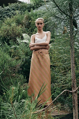 ZW COLLECTION 100% LINEN MIDI SKIRT