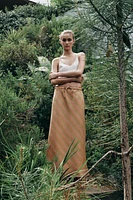 ZW COLLECTION 100% LINEN MIDI SKIRT