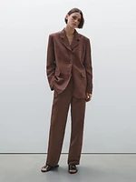 Straight-leg linen blend trousers
