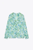 FLORAL PRINT SHIRT WITH RUFFLES