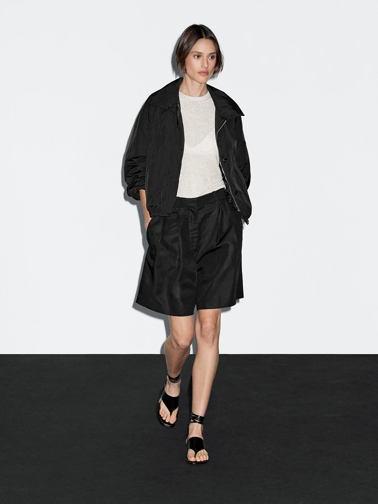 High neck bomber puff jacket