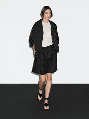 High neck bomber puff jacket