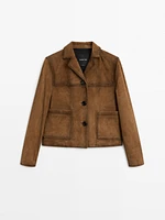 Veste avec poches en cuir effet daim