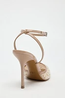 GLITTER MESH SLINGBACK HEELS
