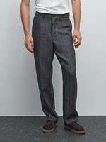 Faded 100% linen striped trousers