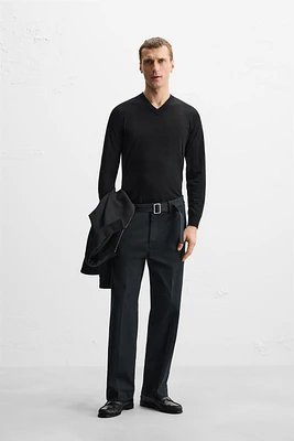 LIMITED EDITION STRAIGHT FIT BELTED PANTS