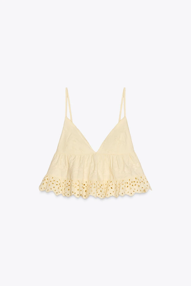EMBROIDERED POPLIN TOP