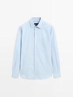Chemise regular fit à rayures en coton mélangé