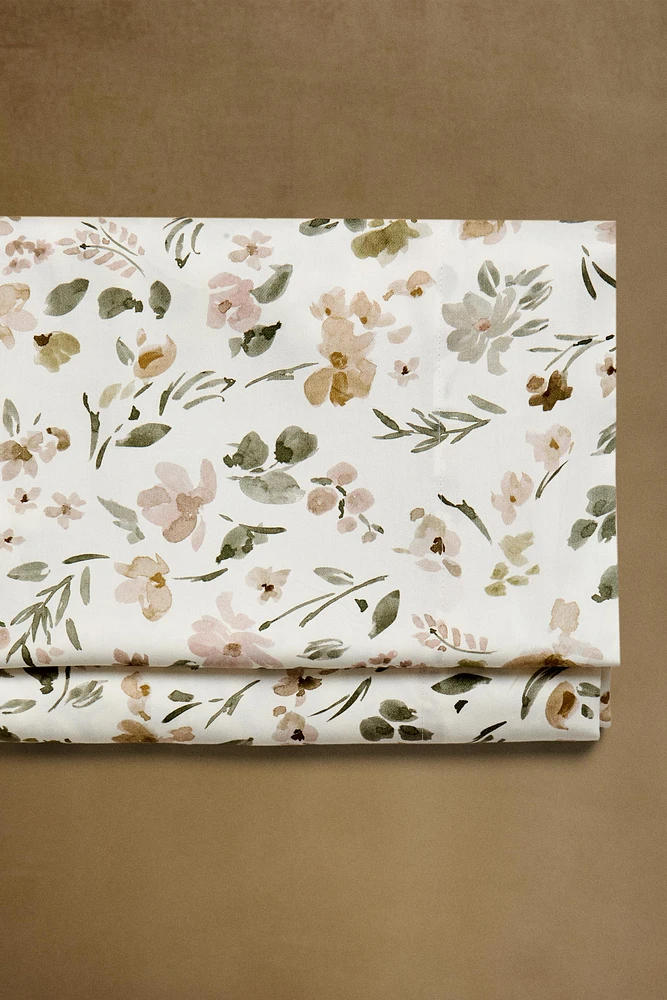 DRAP DE DESSUS SATIN IMPRIMÉ FLEUR