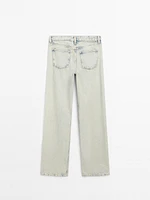 Faded mid-rise wide-leg jeans