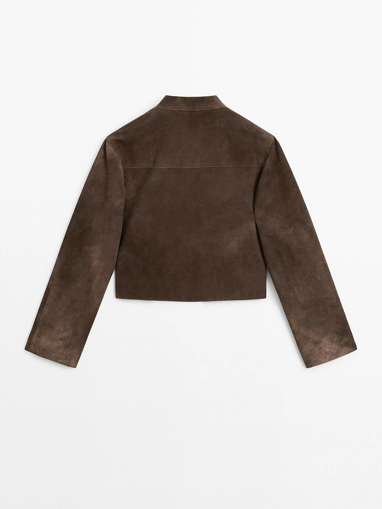 Short suede leather shirt