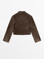 Short suede leather shirt