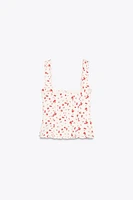 FLORAL STRETCH POPLIN TOP