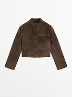 Short suede leather shirt