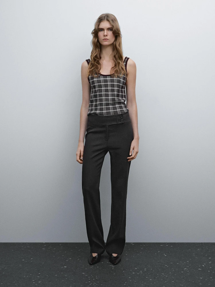 Mid-rise regular fit stretch trousers