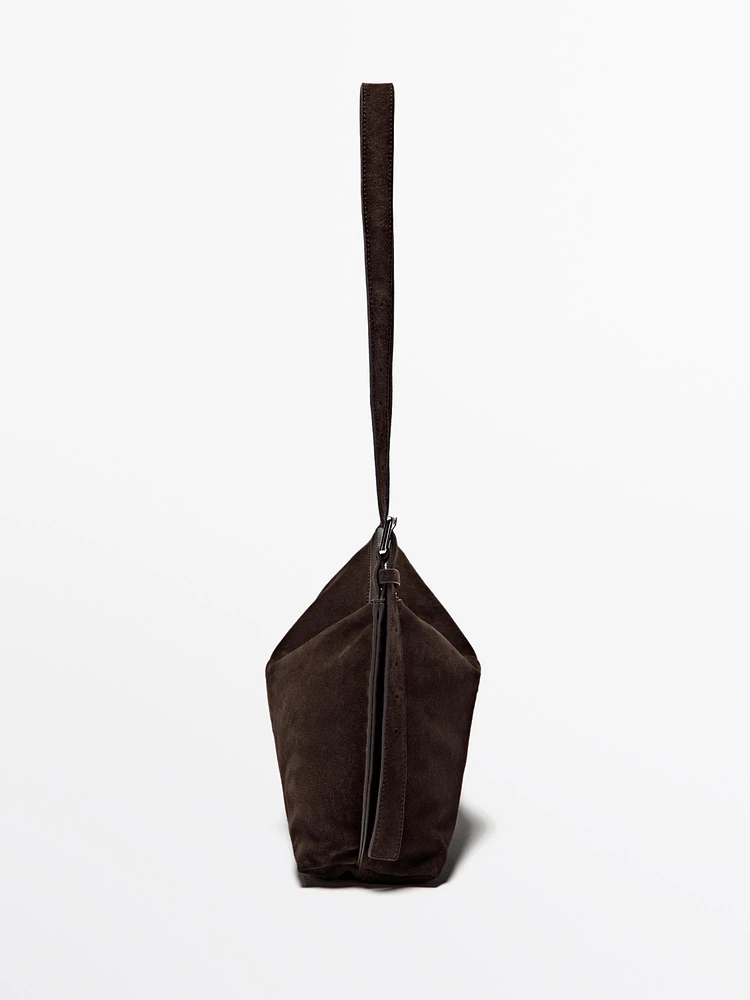 Split suede leather crossbody bag