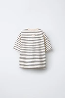 WOVEN STRIPE POCKET T-SHIRT