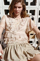 EMBROIDERED RUFFLED TOP