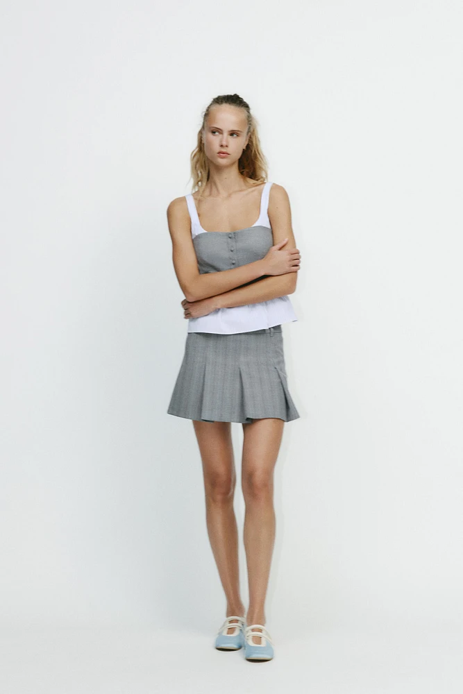 COMBINATION STRIPED POPLIN TOP