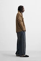 WASHED JACKET WITH CONTRASTING COLLAR