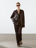 Capri trousers with blonde lace detail