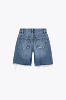 MID-RISE RIPPED TRF DENIM SHORTS