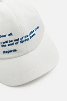 EMBROIDERED TEXT CAP