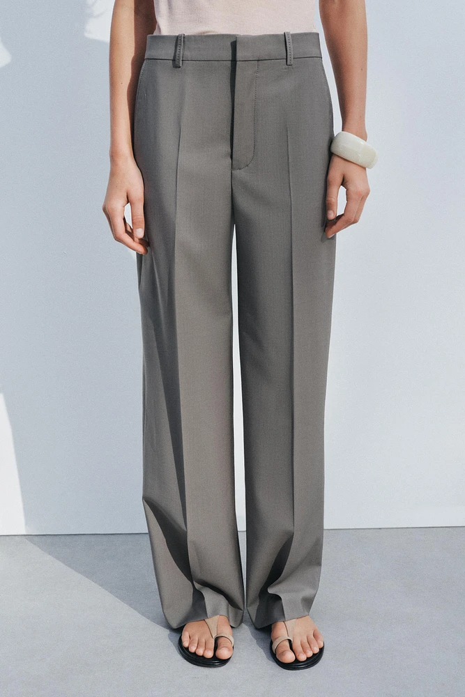 100% WOOL STRAIGHT LEG PANTS ZW COLLECTION